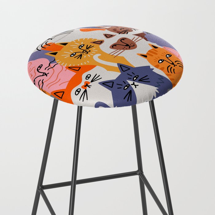 Funny diverse cat crowd character cartoon background Stool Gallery Image 2