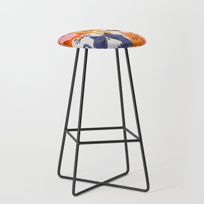 Funny diverse cat crowd character cartoon background Stool Gallery Image 1