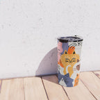 Funny diverse cat crowd character cartoon background Travel Mug Gallery Image 4