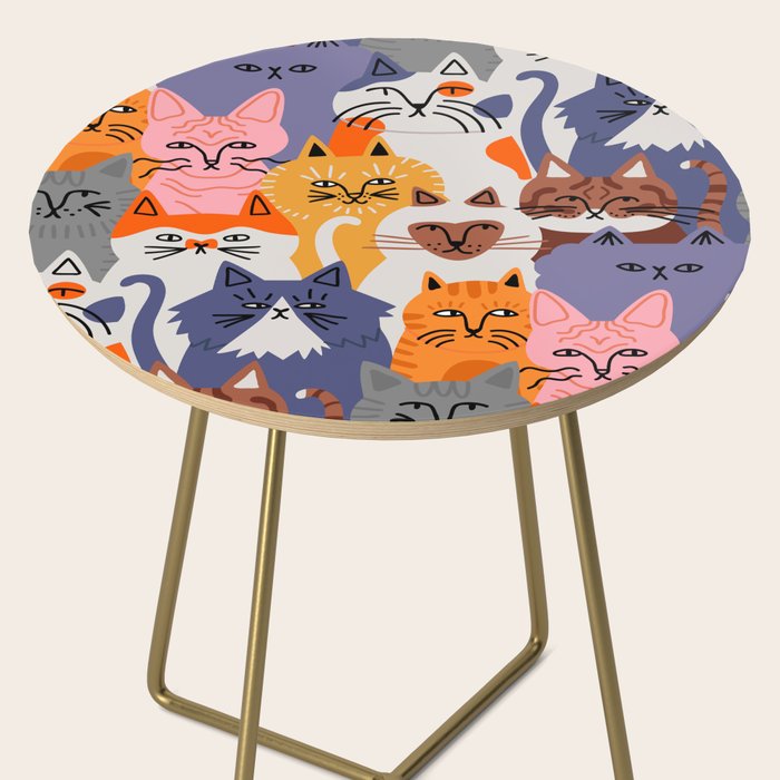 Funny diverse cat crowd character cartoon background Side Table Gallery Image 2