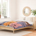 Funny diverse cat crowd character cartoon background Duvet Cover Gallery Image 2