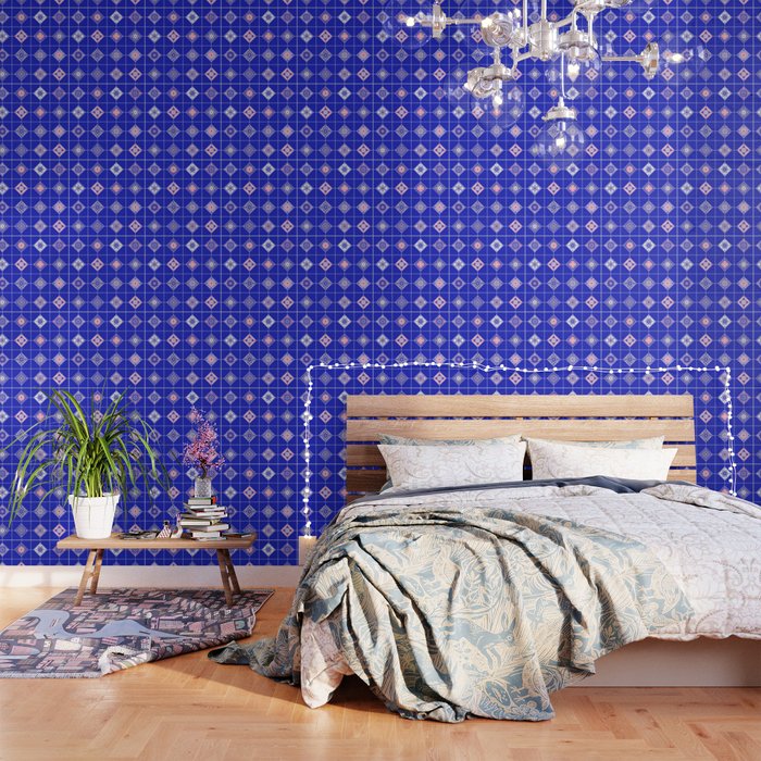 Talavera Mexican Tile - Pink & Periwinkle Palette Wallpaper Gallery Image 1