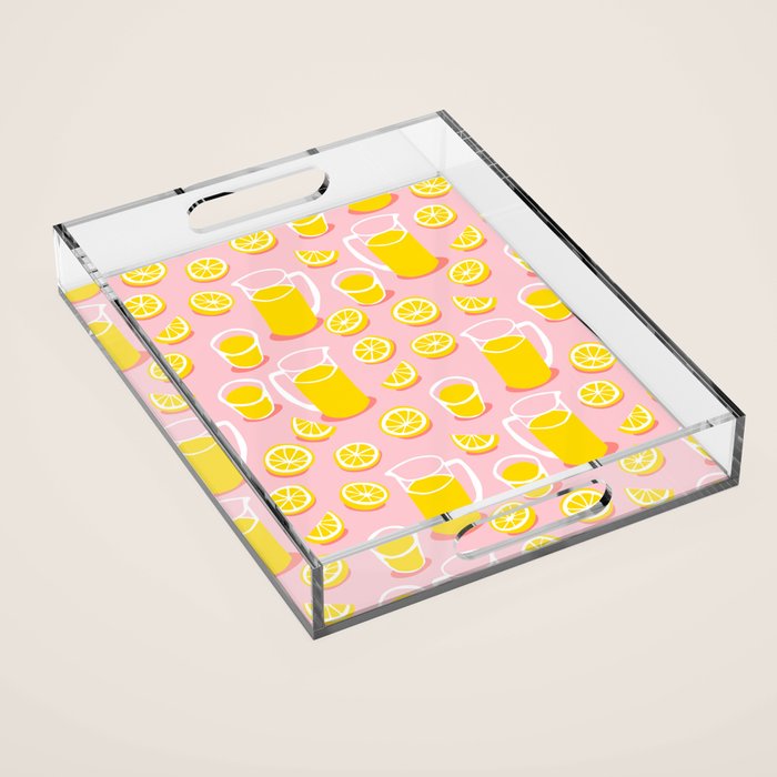 Fresh lemonade fruit drink cartoon pattern Acrylic Tray Gallery Image 1