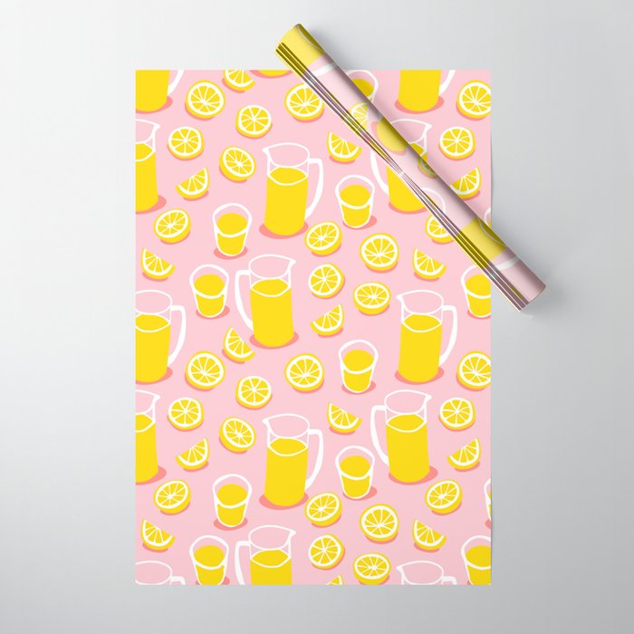 Fresh lemonade fruit drink cartoon pattern Wrapping Paper Gallery Image 1