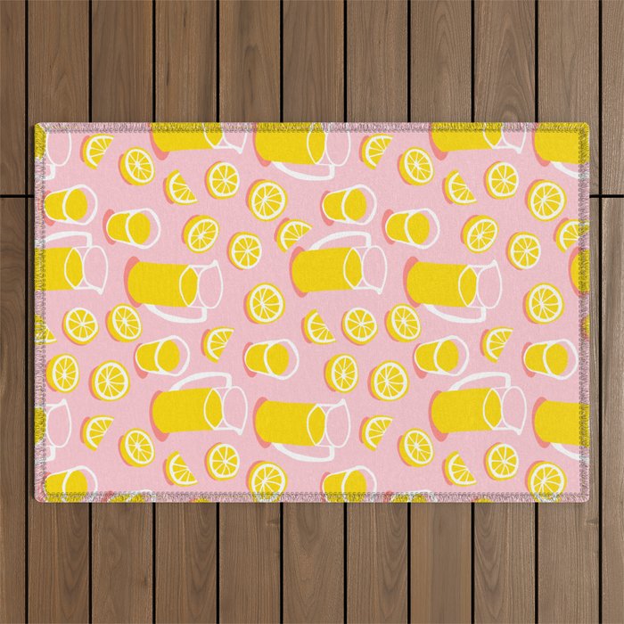 Fresh lemonade fruit drink cartoon pattern Outdoor Rug Gallery Image 1