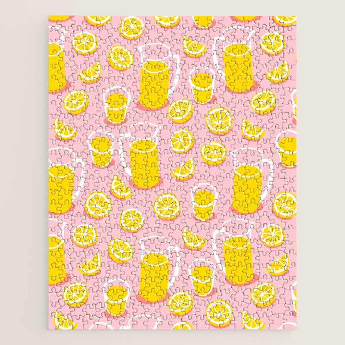 Fresh lemonade fruit drink cartoon pattern Jigsaw Puzzle Gallery Image 1