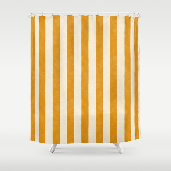 Cabana Stripe - marigold & cream Shower Curtain Gallery Image 1