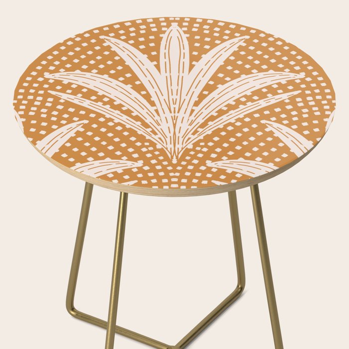 Boho Rustic Palm Radiance Caramel Brown Side Table Gallery Image 2