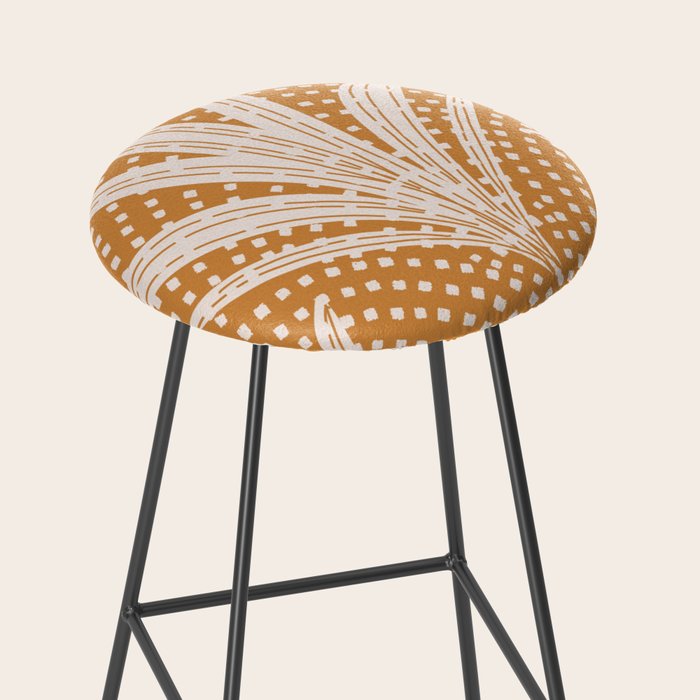 Boho Rustic Palm Radiance Caramel Brown Stool Gallery Image 2
