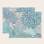 Festive, Floral Prints, Teal, Turquoise and Gray Placemat Gallery Image 1