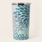 Festive, Floral Prints, Teal, Turquoise and Gray Travel Mug Gallery Image 1