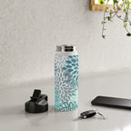Festive, Floral Prints, Teal, Turquoise and Gray Water Bottle Gallery Image 4