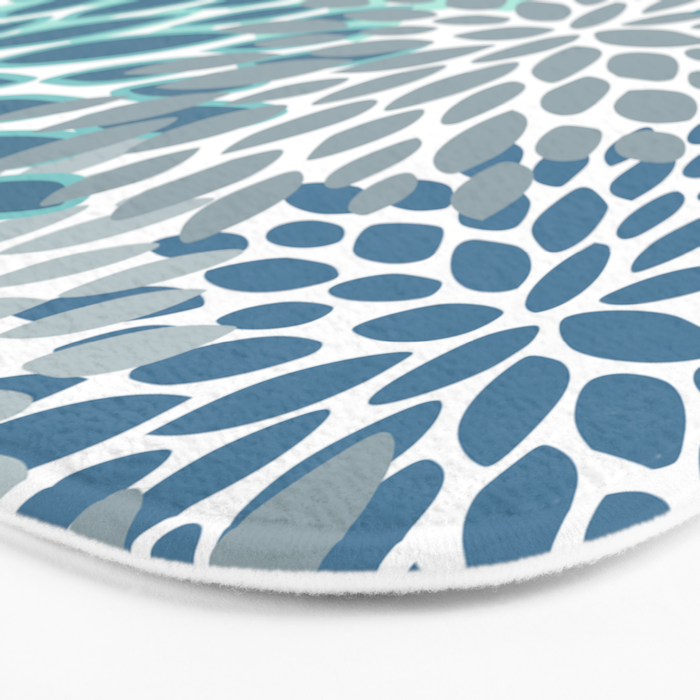 Festive, Floral Prints, Teal, Turquoise and Gray Bath Mat Gallery Image 3