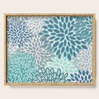 Festive, Floral Prints, Teal, Turquoise and Gray Serving Tray Gallery Image 1