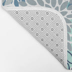 Festive, Floral Prints, Teal, Turquoise and Gray Bath Mat Gallery Image 2