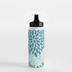 Festive, Floral Prints, Teal, Turquoise and Gray Water Bottle Gallery Image 2