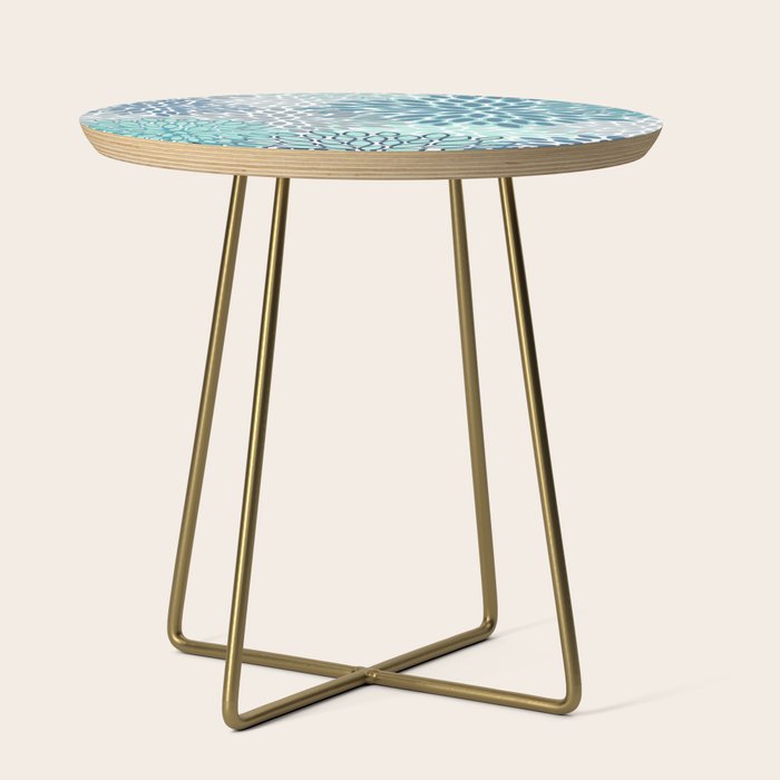 Festive, Floral Prints, Teal, Turquoise and Gray Side Table Gallery Image 1