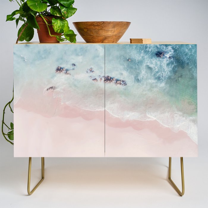 Ocean Pink Blush Beach Print - Aerial Beach - Sea Photo - Travel photography by Ingrid Beddoes Credenza Gallery Image 1