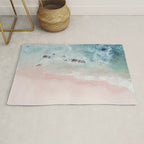 Ocean Pink Blush Beach Print - Aerial Beach - Sea Photo - Travel photography by Ingrid Beddoes Rug Gallery Image 1