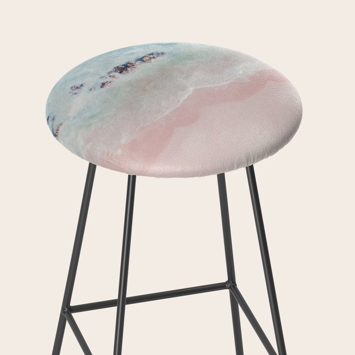 Ocean Pink Blush Beach Print - Aerial Beach - Sea Photo - Travel photography by Ingrid Beddoes Stool Gallery Image 2