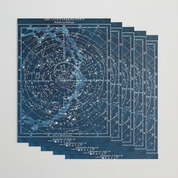 1900 Star Constellation Map - Chart Vintage Poster Wrapping Paper Gallery Image 3