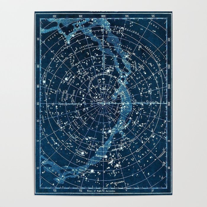 1900 Star Constellation Map - Chart Vintage Poster Poster Gallery Image 4