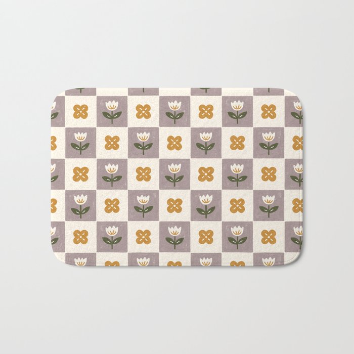 Checkerboard Flowers Bath Mat Gallery Image 1