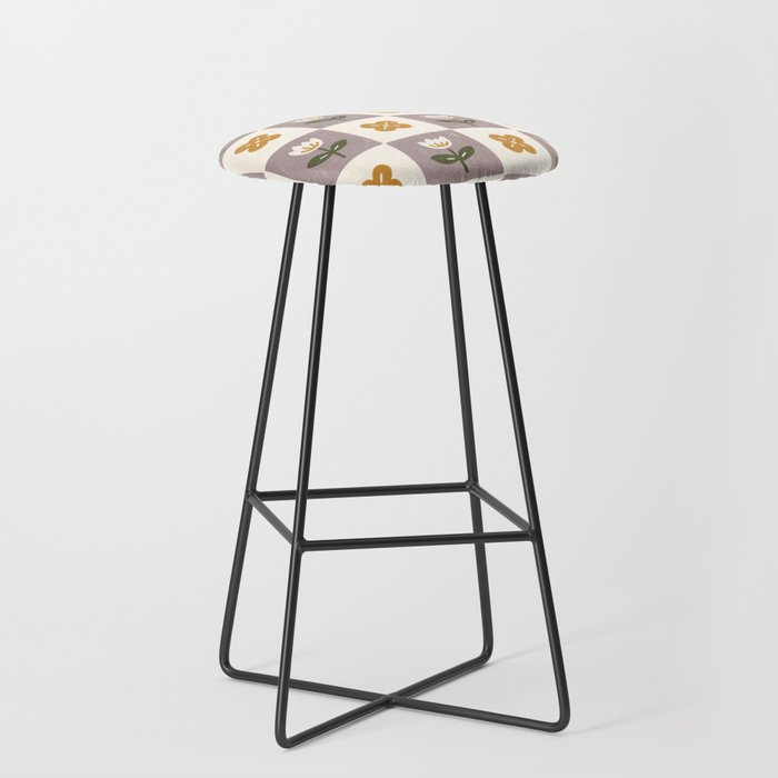 Checkerboard Flowers Stool