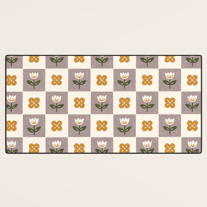 Checkerboard Flowers Desk Mat Gallery Image 3