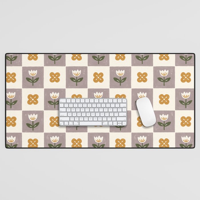 Checkerboard Flowers Desk Mat Gallery Image 1