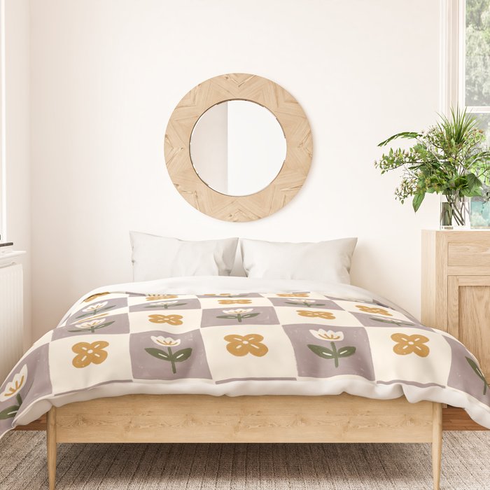 Checkerboard Flowers Duvet Cover Gallery Image 3