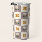 Checkerboard Flowers Travel Mug Gallery Image 3