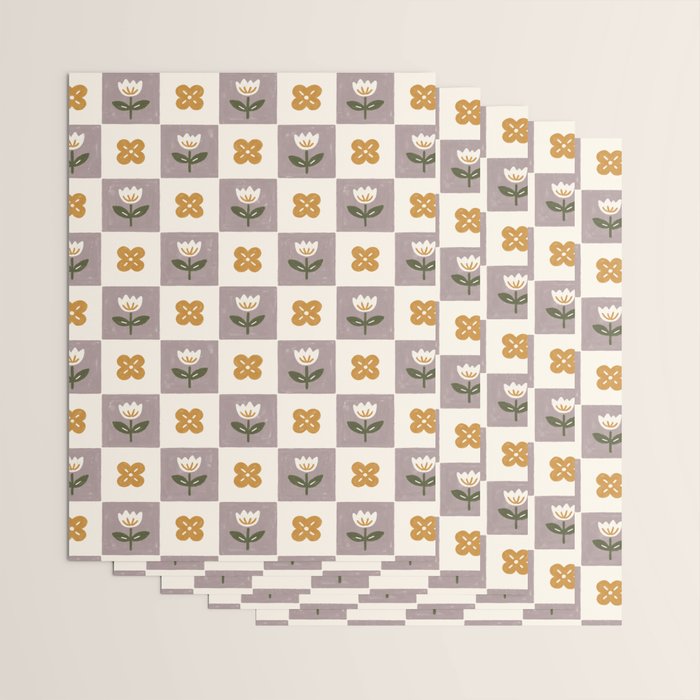 Checkerboard Flowers Wrapping Paper Gallery Image 3