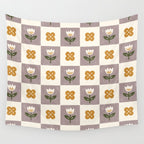 Checkerboard Flowers Wall Tapestry Gallery Image 4
