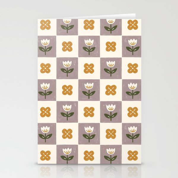 Checkerboard Flowers Stationery Card Gallery Image 1