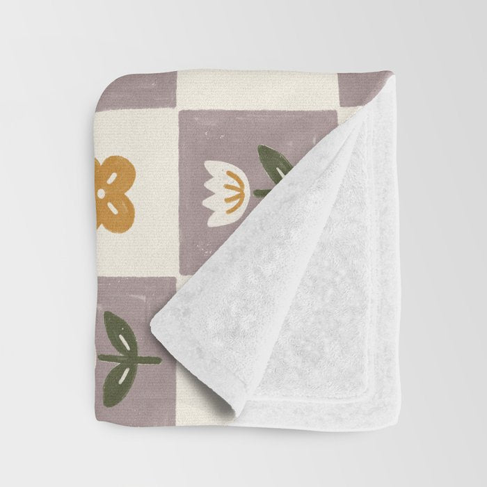 Checkerboard Flowers Throw Blanket Gallery Image 3