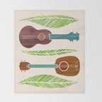 Island Life Ukuleles and Palms Throw Blanket Gallery Image 2