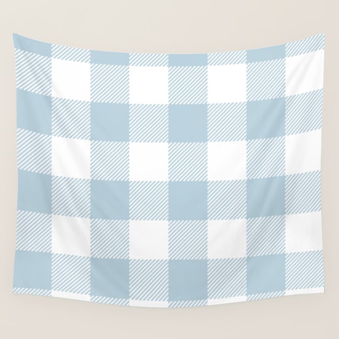 Baby Blue Buffalo Check Wall Tapestry Gallery Image 1