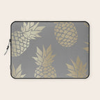 Glam Pineapple Art in Gray and Gold Laptop Sleeve Gallery Image 1