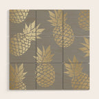 Glam Pineapple Art in Gray and Gold Wood Wall Art Gallery Image 1