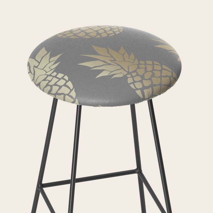Glam Pineapple Art in Gray and Gold Stool Gallery Image 2