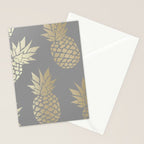 Glam Pineapple Art in Gray and Gold Stationery Card Gallery Image 2