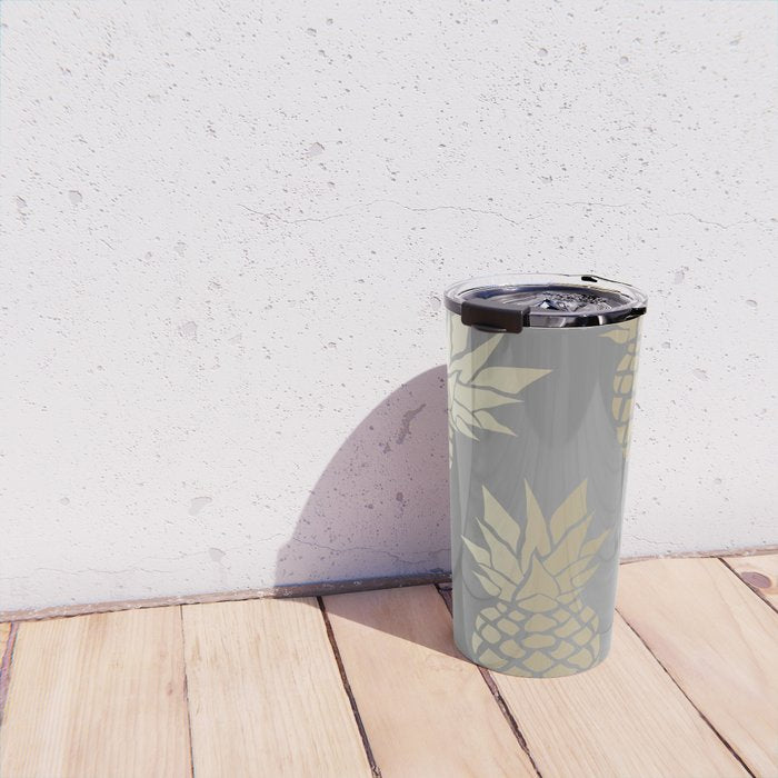 Glam Pineapple Art in Gray and Gold Travel Mug Gallery Image 4