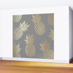 Glam Pineapple Art in Gray and Gold Wall Mural Gallery Image 2