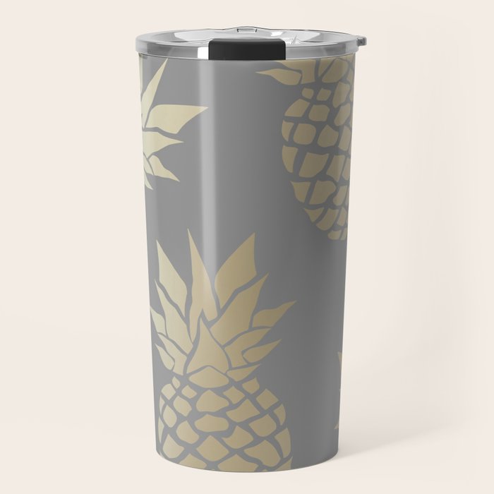 Glam Pineapple Art in Gray and Gold Travel Mug Gallery Image 1