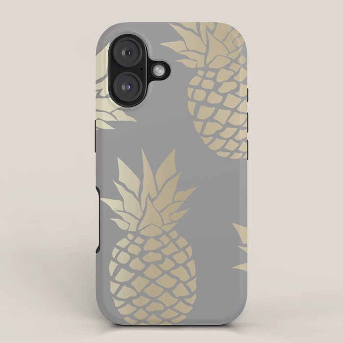Glam Pineapple Art in Gray and Gold iPhone Case Gallery Image 1