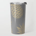 Glam Pineapple Art in Gray and Gold Travel Mug Gallery Image 2