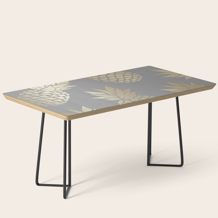 Glam Pineapple Art in Gray and Gold Coffee Table Gallery Image 1