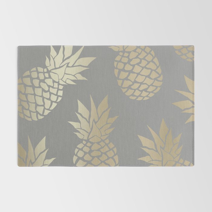 Glam Pineapple Art in Gray and Gold Rug Gallery Image 2