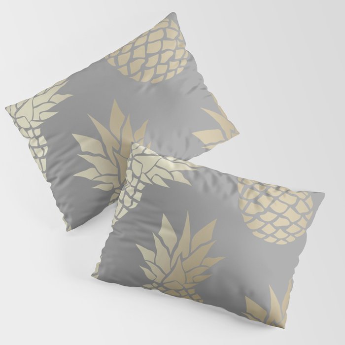 Glam Pineapple Art in Gray and Gold Pillow Sham Gallery Image 1